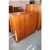 Image 1 : Teak mid century style gentleman's chest with five drawers down one side, single door exposing adjus