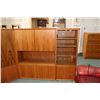 Image 2 : Large teak veneer mid century style corner wall unit with assorted doors, drawer and cubbies made by