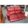 Image 2 : La-Z -boy double reclining leather loveseat in rich burgundy leather upholstery, see photos for mark