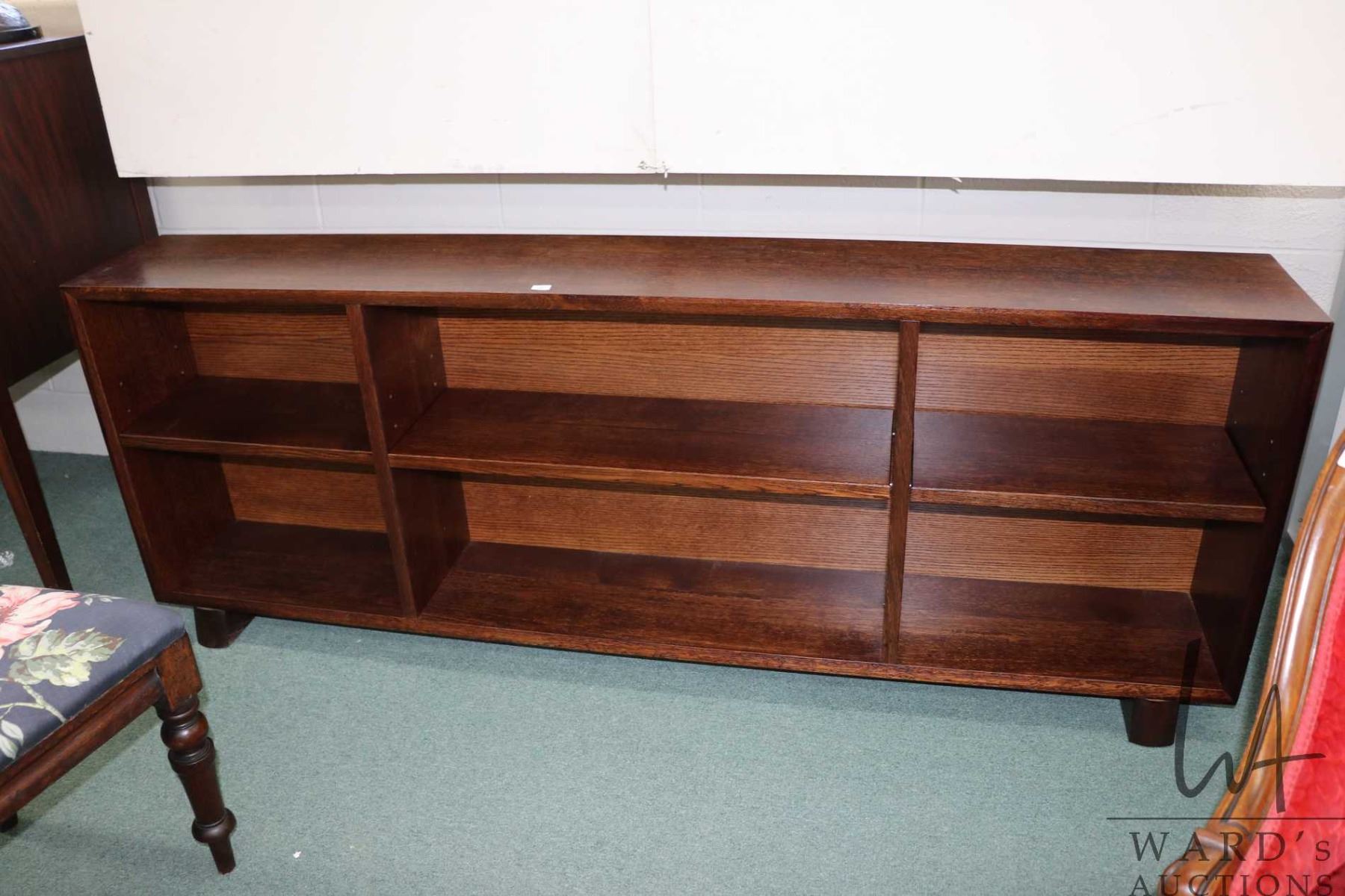 Custom made oak two tier shelf unit with adjustable shelves ...