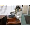 Image 1 : Antique 78 rpm table top Columbia gramophone with external horn, working at time of cataloguing. NOT