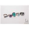 Image 1 : Two sterling silver rings including round opal/ opal like size 5.5 and mother-of-pearl size 8, ameth