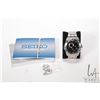Image 1 : Seiko automatci 24 jewel wrist watch, model 4R37 in stainless case with stainless bracelet, luminous