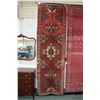 Image 1 : 100% handmade Iranian wool "Zanjan" carpet runner with triple medallion, red background, highlights 