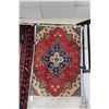 Image 1 : 100% handmade Iranian wool carpet "Tabriz' with center medallion, red background and stylized floral