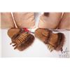 Image 2 : Pair of Roebuck hide pillows from Cape Town and a pair of fur lined leather gauntlets