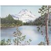 Image 2 : Framed original acrylic on canvas painting of a mountain lake scene, signed by artist D. Chappell, 1