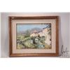 Image 1 : Framed acrylic on masonite painting of a chateau by a stream, signed by artist Dell Collins, 1970, 1