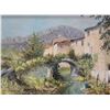 Image 2 : Framed acrylic on masonite painting of a chateau by a stream, signed by artist Dell Collins, 1970, 1