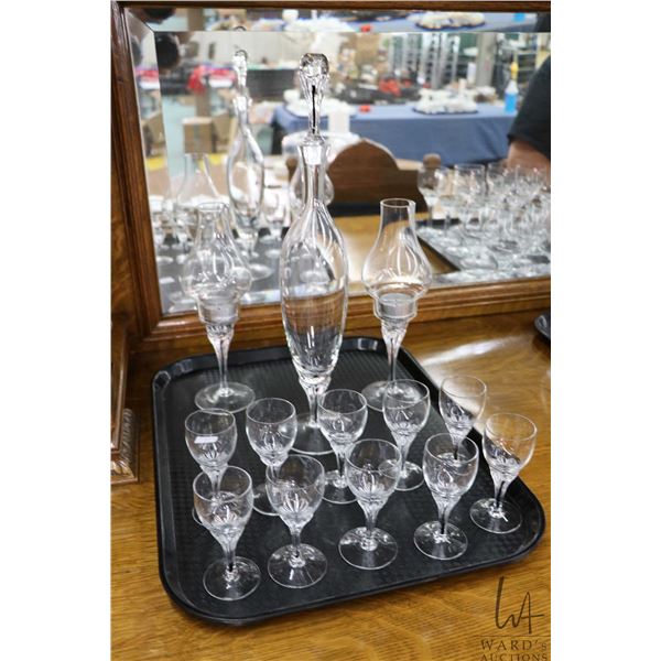 Czechslovakian Belfor Belfor "Exquisite" crystal decanter with ten glasses and a pair of matching ca