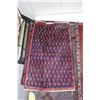 Image 1 : 100% handmade Iranian wool carpet "Mir" with geometric pattern, blue background and highlights of gr