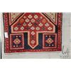 Image 2 : 100% handmade Iranian wool carpet runner "Ardebil" with double medallion, red and blue background an