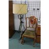 Image 1 : Cherub motif cast floor lamp and a vintage side chair with scroll feet