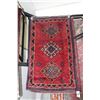 Image 1 : 100% handmade Iranian wool carpet "Fasa" with triple medallion, red background and highlights of bro