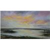Image 2 : Stretcher framed acrylic on canvas painting, titled on verso "Elk Island Sunset" signed by artist Ri