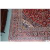 Image 2 : 100% hand made Iranian "Kashan" carpet with center medallion, multiple boarders, red and navy blue b