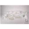 Image 1 : Tray lot of Fenton pinch glass with colourless rims including pair of 6" melon vases, two footed com