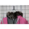 Image 8 : Hand made parke with embroidered Inuit scene and wool liner, fur lined hood and pompoms, no label an