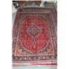 Image 1 : 100% hand made Iranian "Mashad" carpet with centre medallion, multiple boarders, red and navy backgr