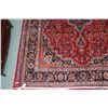 Image 2 : 100% hand made Iranian "Mashad" carpet with centre medallion, multiple boarders, red and navy backgr