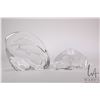 Image 1 : Two crystal sculptures including dolphins 5 3/4" H and ducks 3 1/4", signed by artist Mat Jonasson, 