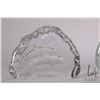 Image 2 : Three hand signed A. Caprendoni crystal sculptures including 4" beaver, maple leaves and dolphin