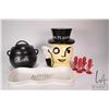 Image 1 : Planters Peanuts collectibles including Mr. Peanut cookie jar, double handled bean pot, serving dish