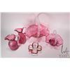 Image 2 : Four pieces of Heritage cranberry glass including handled baskets with applied colourless handles, 8