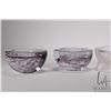 Image 2 : Five pieces of art glass including matching pair of Artland crystal dishes, black trapped bubble art