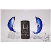Image 1 : Two 7" high art glass dolphins
