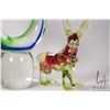 Image 2 : Three pieces of art glass including a donkey, a rooster and a 16" high sculpture