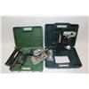 Image 1 : Three pneumatic tools including Campbell Hausfield palm sander, Superior 18 gauge brad nailer, model