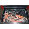 Image 2 : Two piece Husky mechanic style tool box and contents including screwdrivers, wrenches, knives, Allen