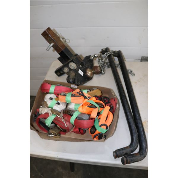 Heavy duty load leveling trailer hitch and a selection of straps and padlocks