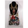 Image 1 : Selection of vintage and collectible costume jewellery including necklaces, earrings, jade chip jewe