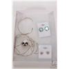 Image 1 : Selection of sterling silver jewellery incuding cuff bracelet, gemstone halo heart earrings, turquoi