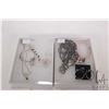 Image 1 : Two trays of jewellery including cultured pearl bracelet, flower pendant, vintage rice pearl and gar