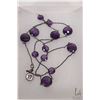 Image 1 : .925 silver oxidized 36" station necklace set with faceted bezel set amethyst gemstones