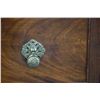 Image 2 : Antique flame mahogany sideboard with low back board, double doors and three drawers on cabriole sup