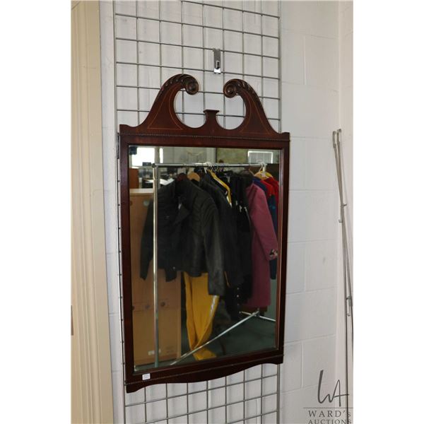 Sheraton antique wood framed wall mirror, outside dimensions 42" X 24". NOTE: This item is not avail