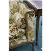 Image 2 : Chateau style long sofa with gold and green brocade upholstery with delicate show wood 92"