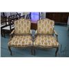 Image 1 : Pair of matching open arm parlour chairs with brocade upholstery