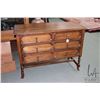 Image 1 : Antique quarter cut four drawer chest with barley twist front supports,31" H X 42" W X 19" D