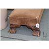 Image 2 : Low upholstered stool with carved decorative feet, 8 1/2" H X 44" W X 13" D