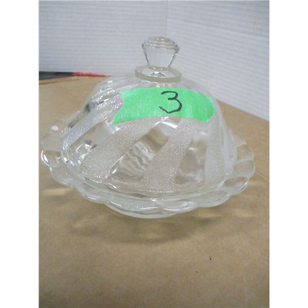 GLASS COVERED BUTTER DISH