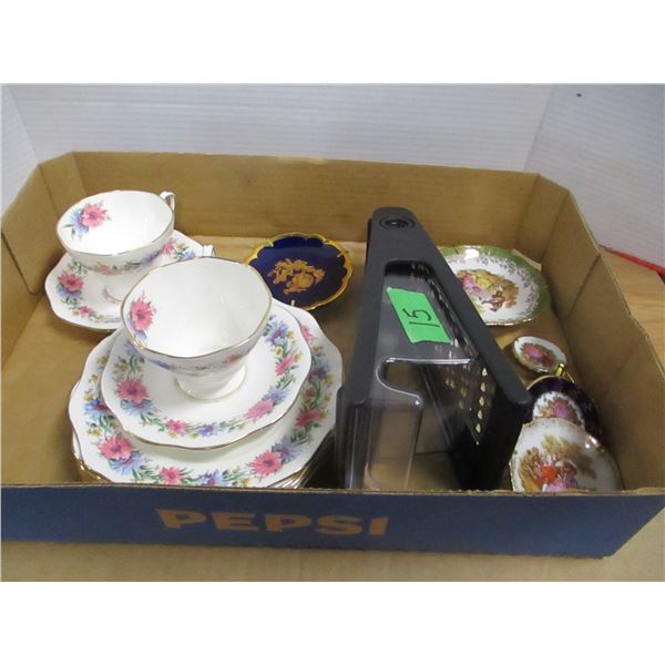 FLAT C/W CUPS & SAUCERS, GRATER