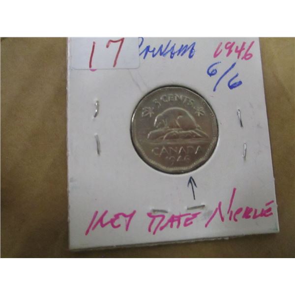 1946 SCARCE 6/6 KEY DATE CANADA NICKEL