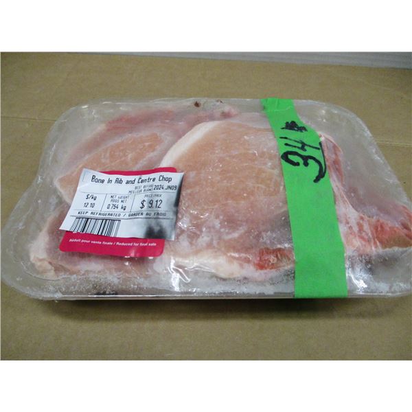 SHELF PULLS (AS IS):  BONE IN RIB CENTRE CHOPS (APPROX. $9.12)