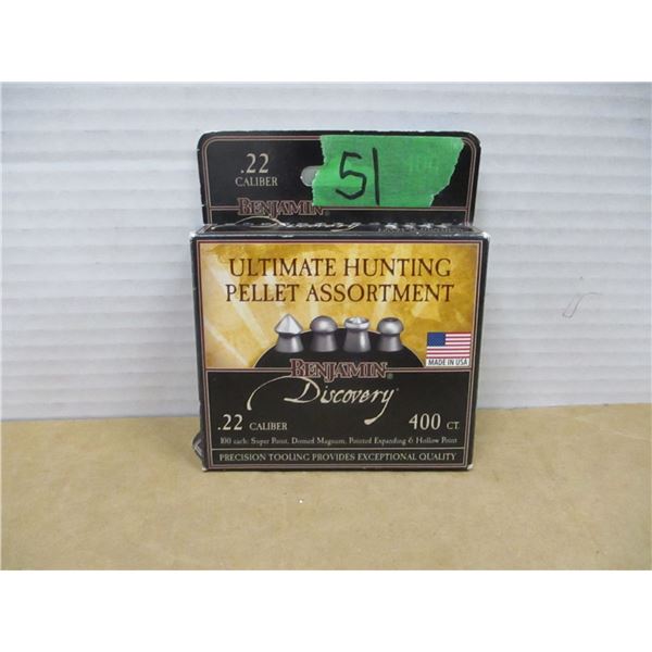 BOX C/W 400 CT - 22 CAL. PELLETS