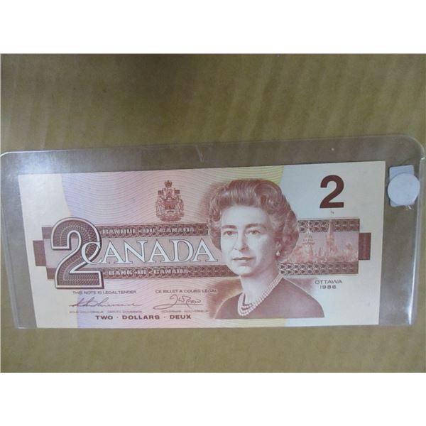1986 BIRD SERIES CRISP UNCIRCULATED LAST OF CANADA $2 BILLS